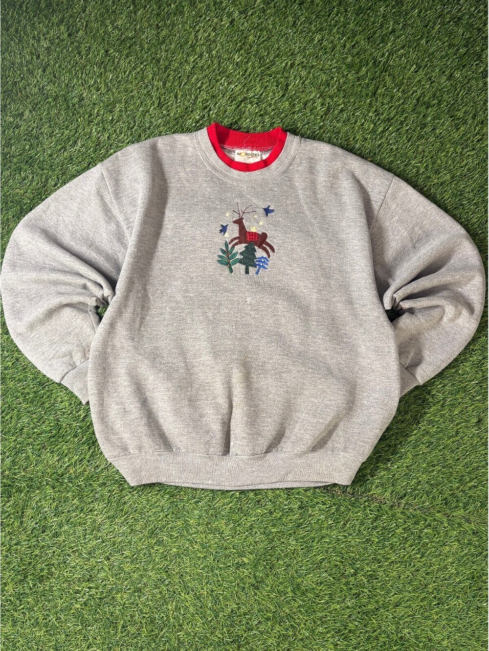 90s Festive Morning Sun Hallmark Crewneck Sweatshirt Gray Cotton Mens Size L